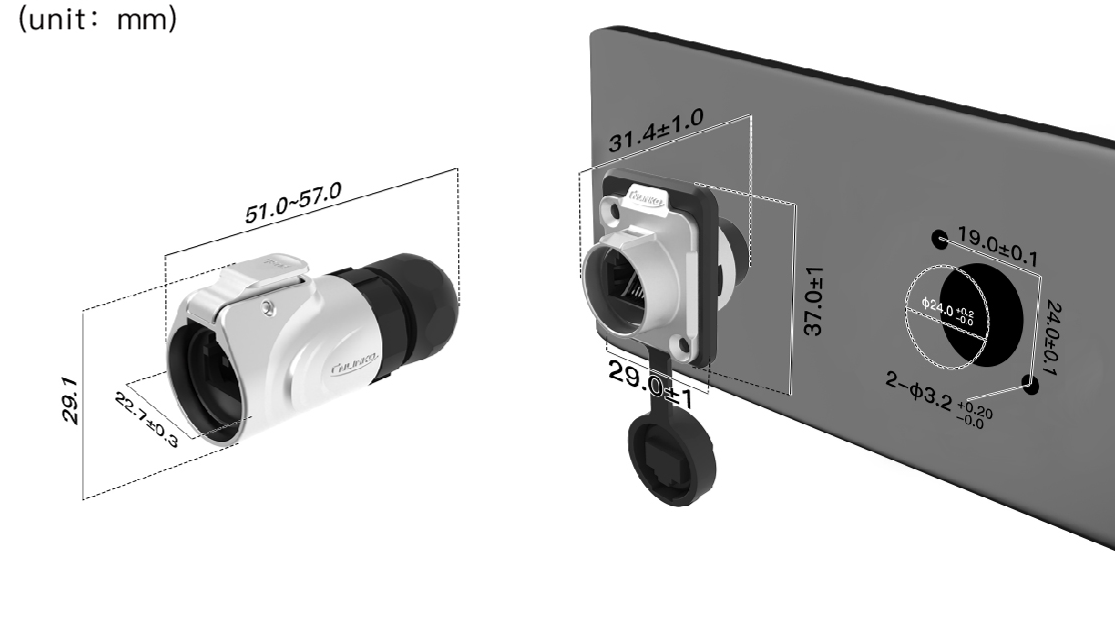 LP-16-J/RJ45/213/SX-43-203 외형도 및 치수
